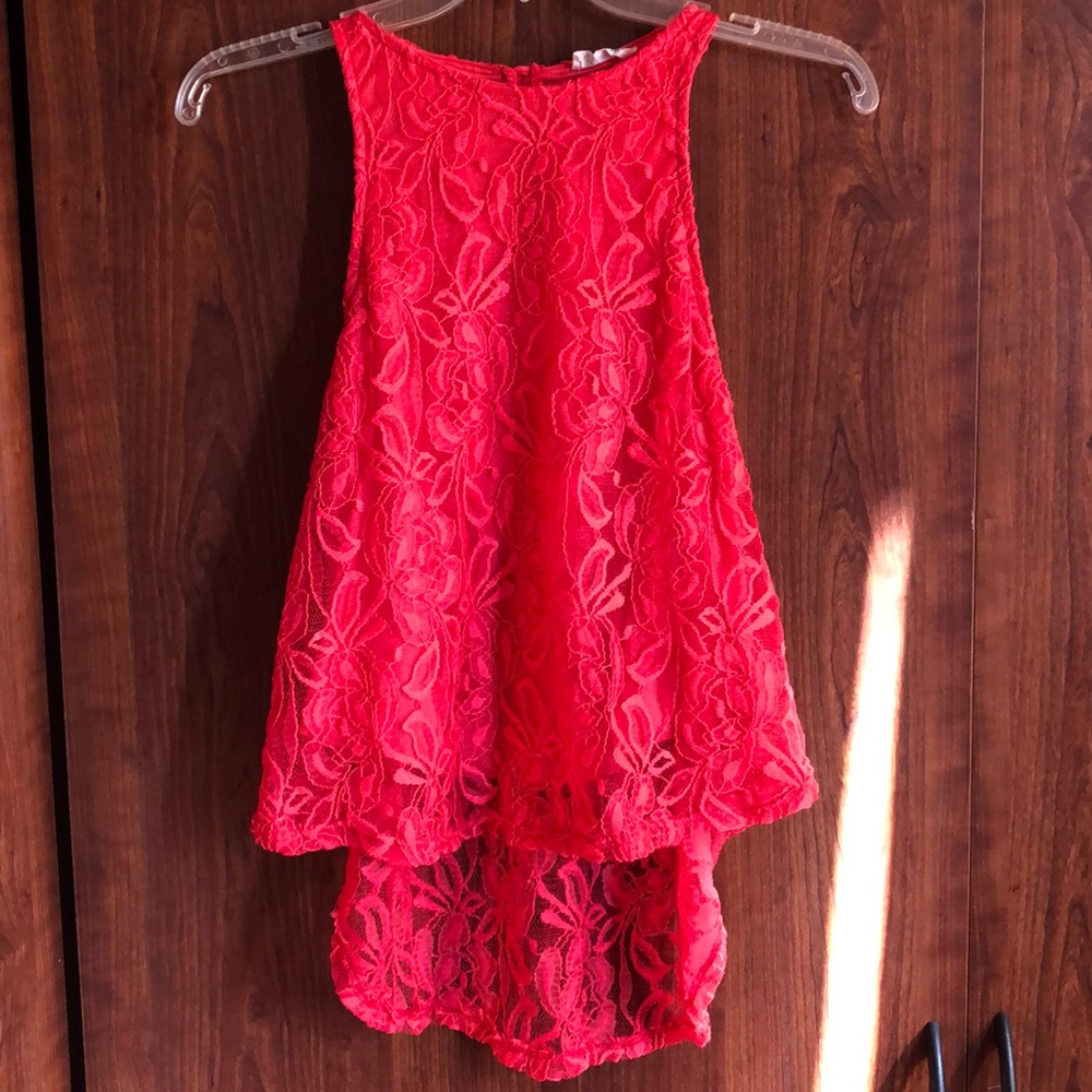 Hot pink lace tank top